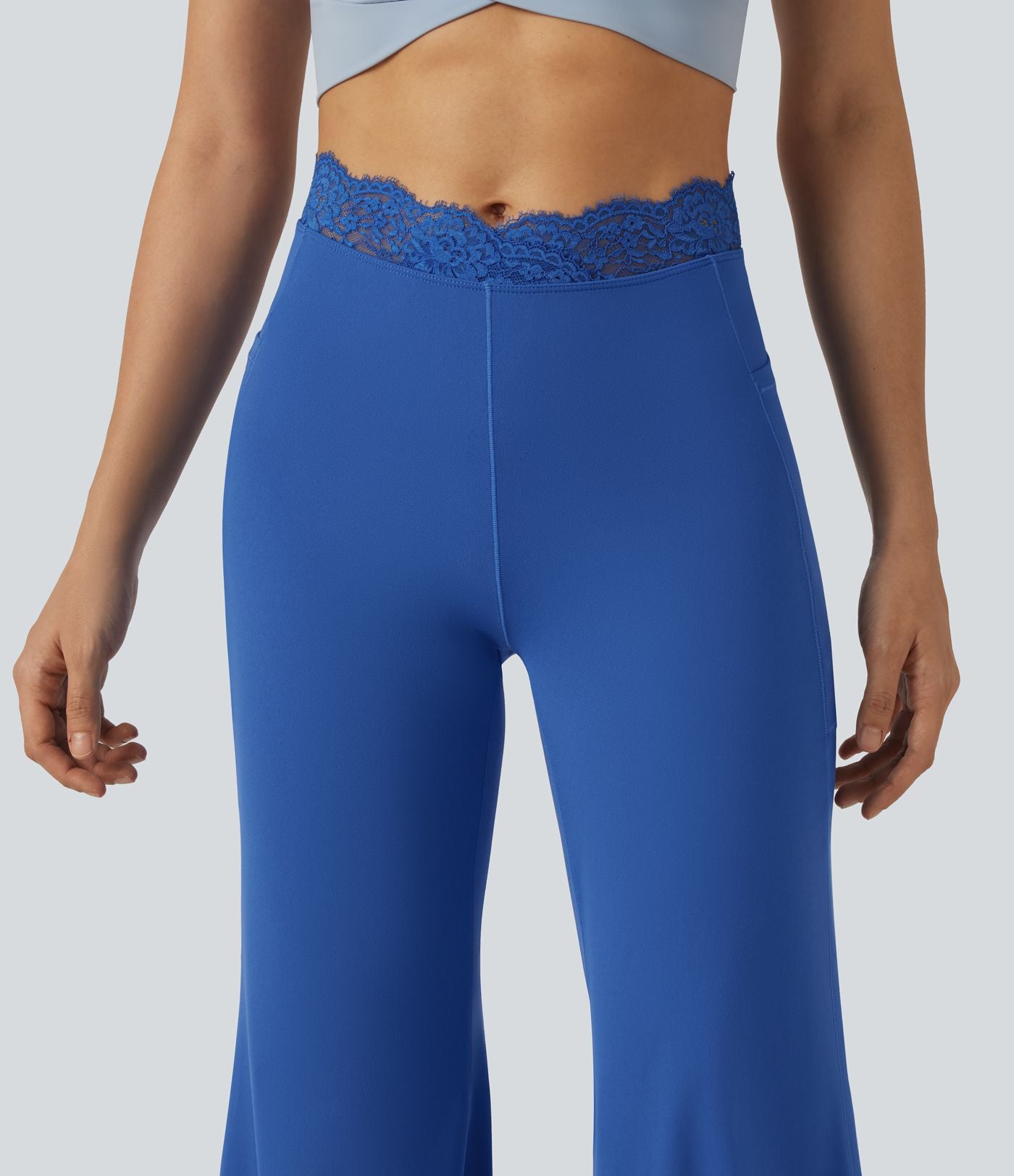 Pantalon de danse taille haute coupe ballon SoftlyZero™ avec dentelle contrastée, poches et protection solaire UPF50+