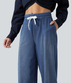 Jean barrel Halara Flex™ taille mi-haute avec cordon de serrage et poches