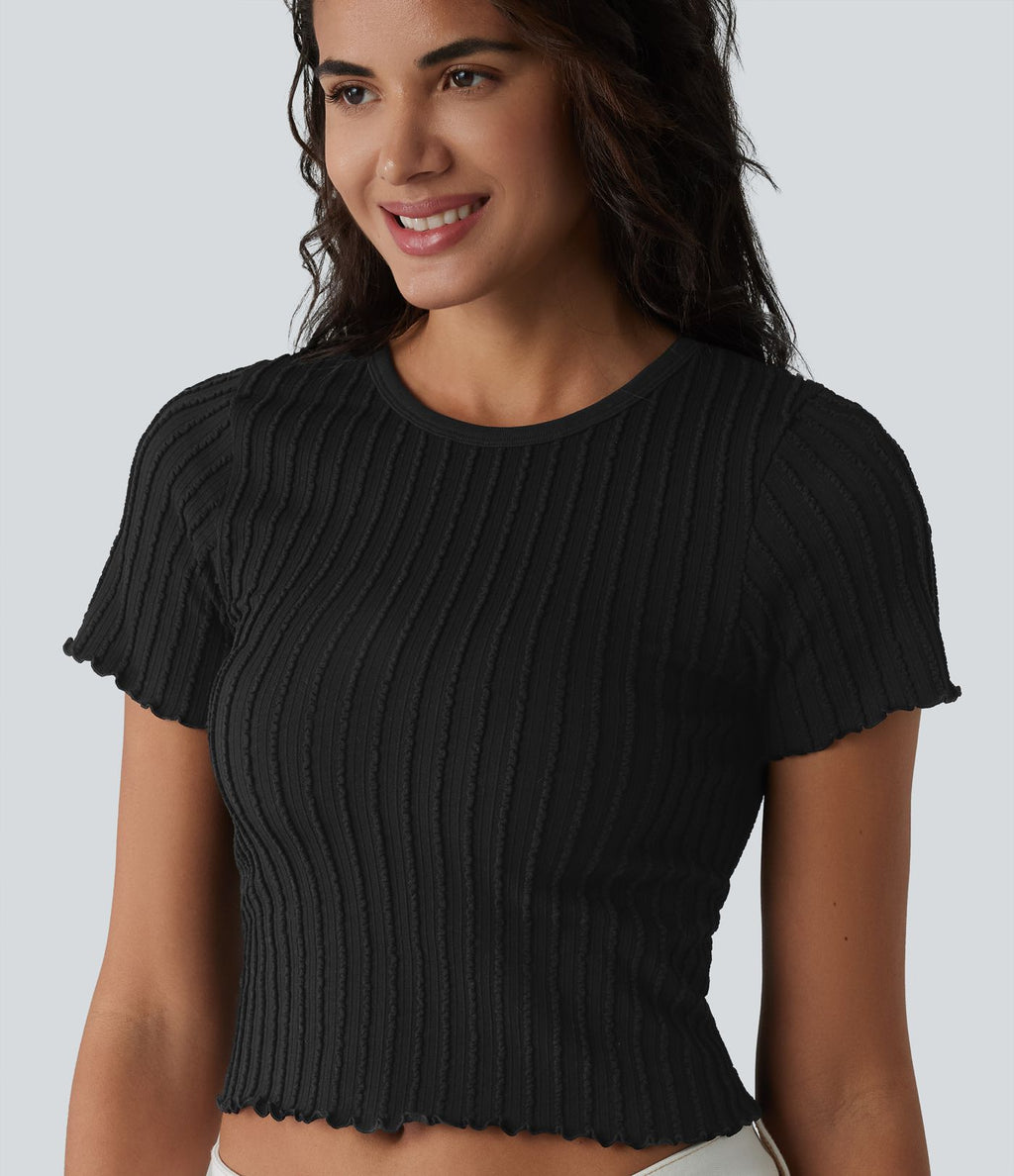 T-shirt crop décontracté OneForm Seamless Flow col rond manches courtes