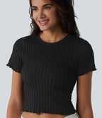 T-shirt crop décontracté OneForm Seamless Flow col rond manches courtes