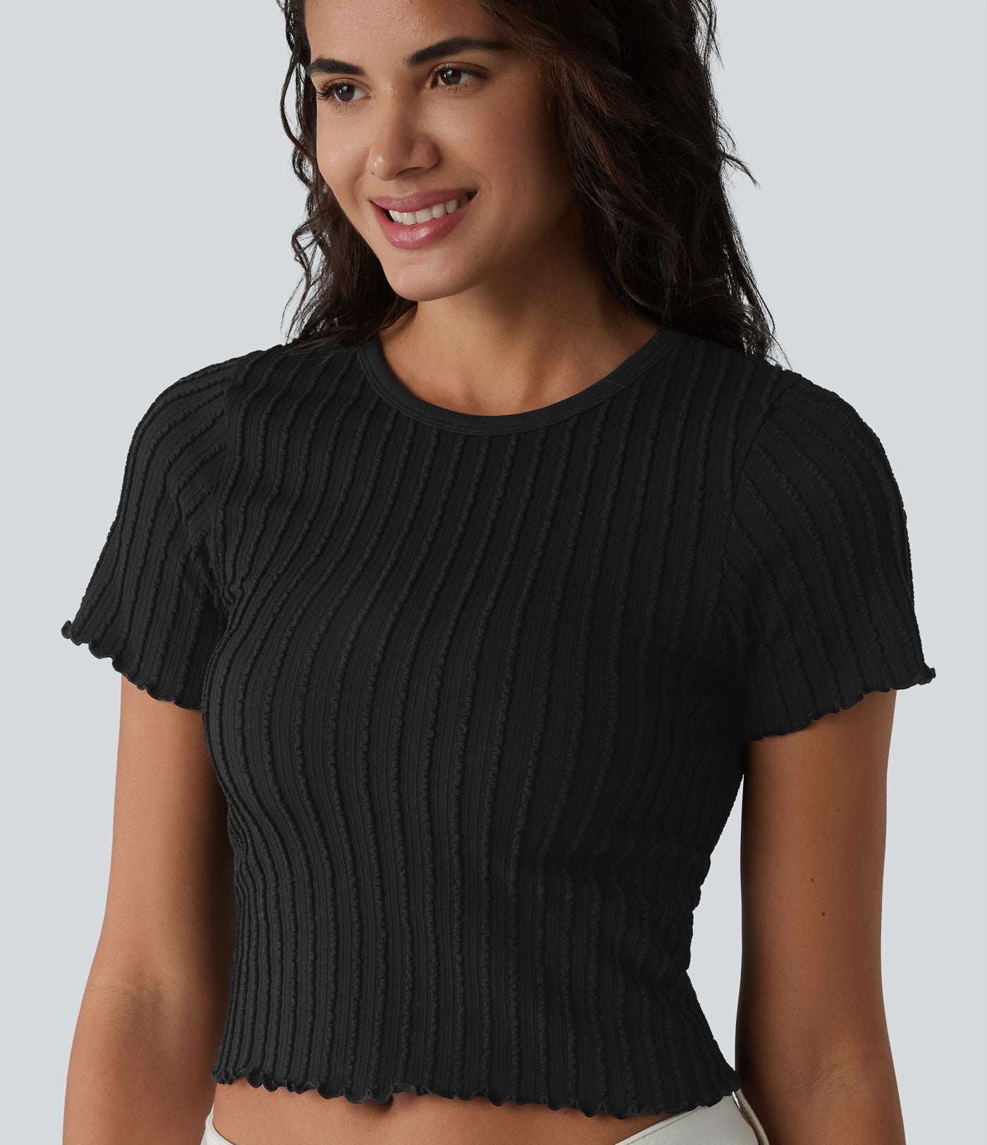 T-shirt crop décontracté OneForm Seamless Flow col rond manches courtes
