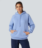 Sweat-shirt coton polaire à capuche cordon de serrage manches longues avec poches