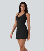Robe de sport yoga 2-en-1 SoftlyZero™ Plush push-up coques moulées avec poches édition Easy Peasy E-G
