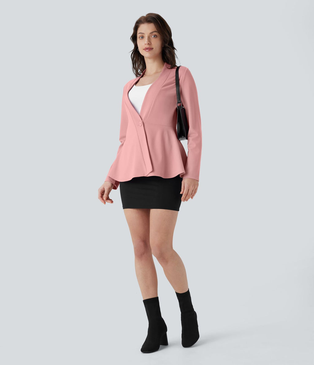 Veste péplum de travail col en V avec un bouton