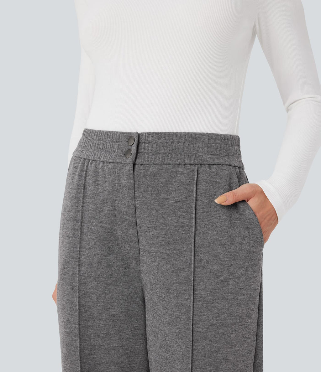 Pantalon tailleur droit taille haute avec poches
