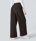 Halara Flex™ Pantalon Tailleur Large Fluide Gaufré Taille Haute Poches Latérales