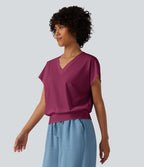 Haut de sport yoga oversize col V à manches courtes effet frais InstantCool à séchage rapide