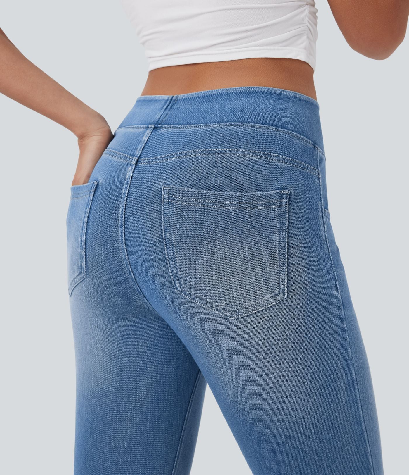 Leggings 7/8 décontractés en denim taille haute avec poches Halara Flex™