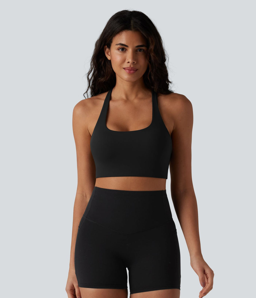 Brassière de sport SoftlyZero™ à maintien léger, dos nu, bretelles réglables, col en U, brassière intégrée bonnets B-DD