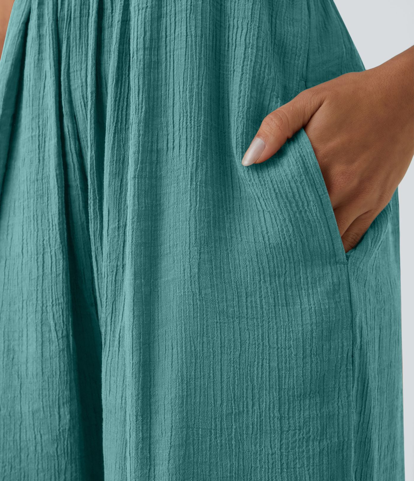 Combinaison Dos Nu Fines Bretelles Lacets Poche Latérale Plissée Grande Taille