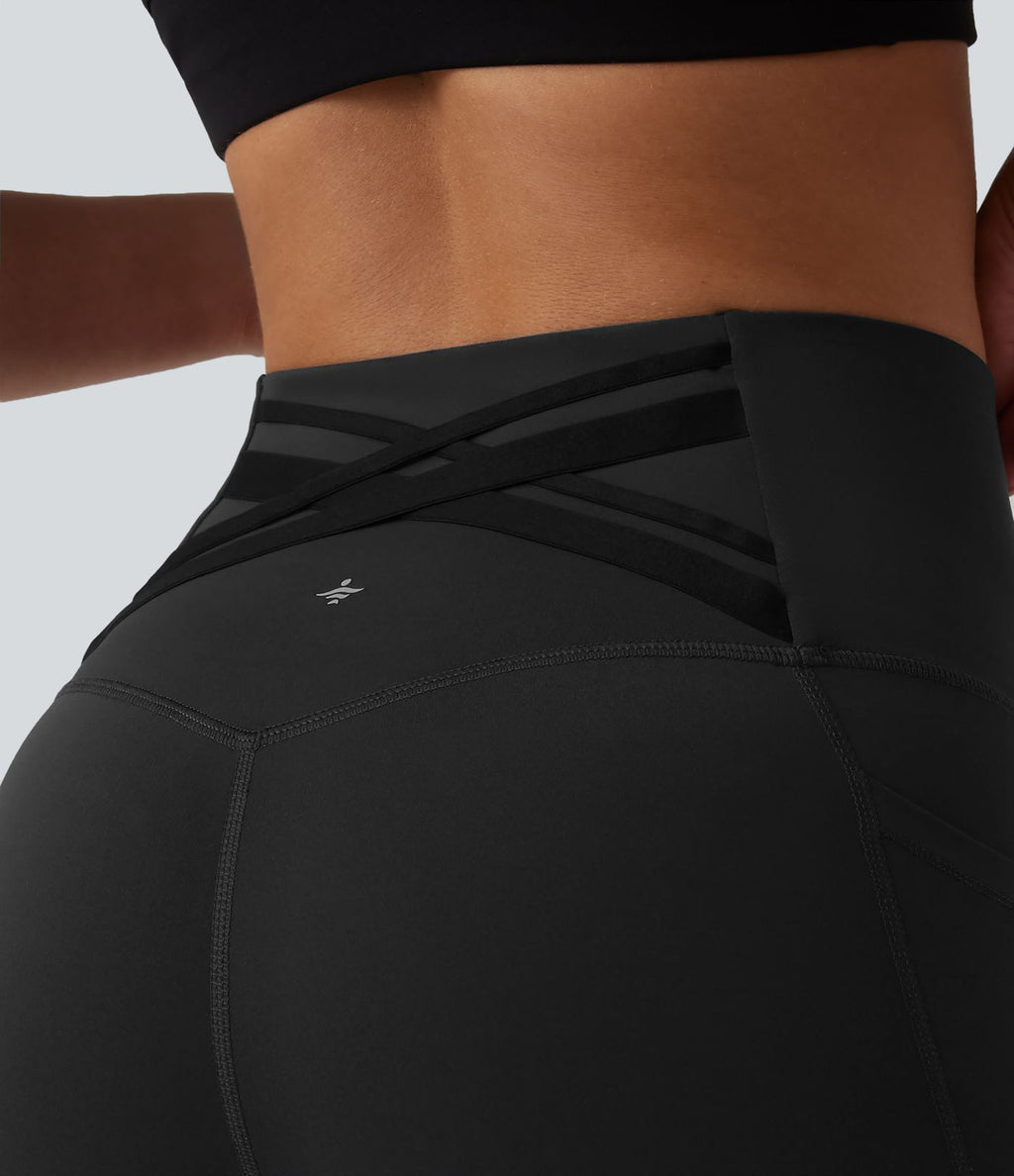 Legging de course capri Halara Ultrasculpt™ taille haute gainant dos croisé avec poches