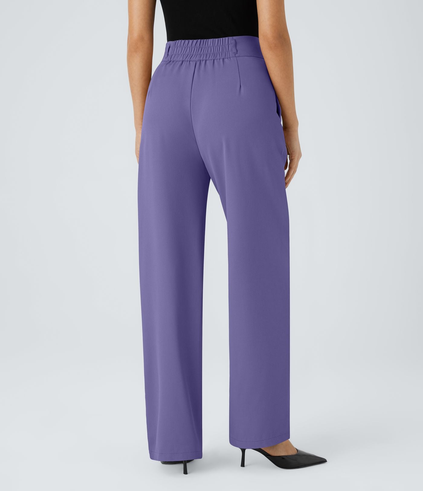 Pantalon de travail Halara Flex™ droit froncé avec poche zippée, taille haute