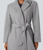 Manteau polaire long ceinturé manches longues avec poches