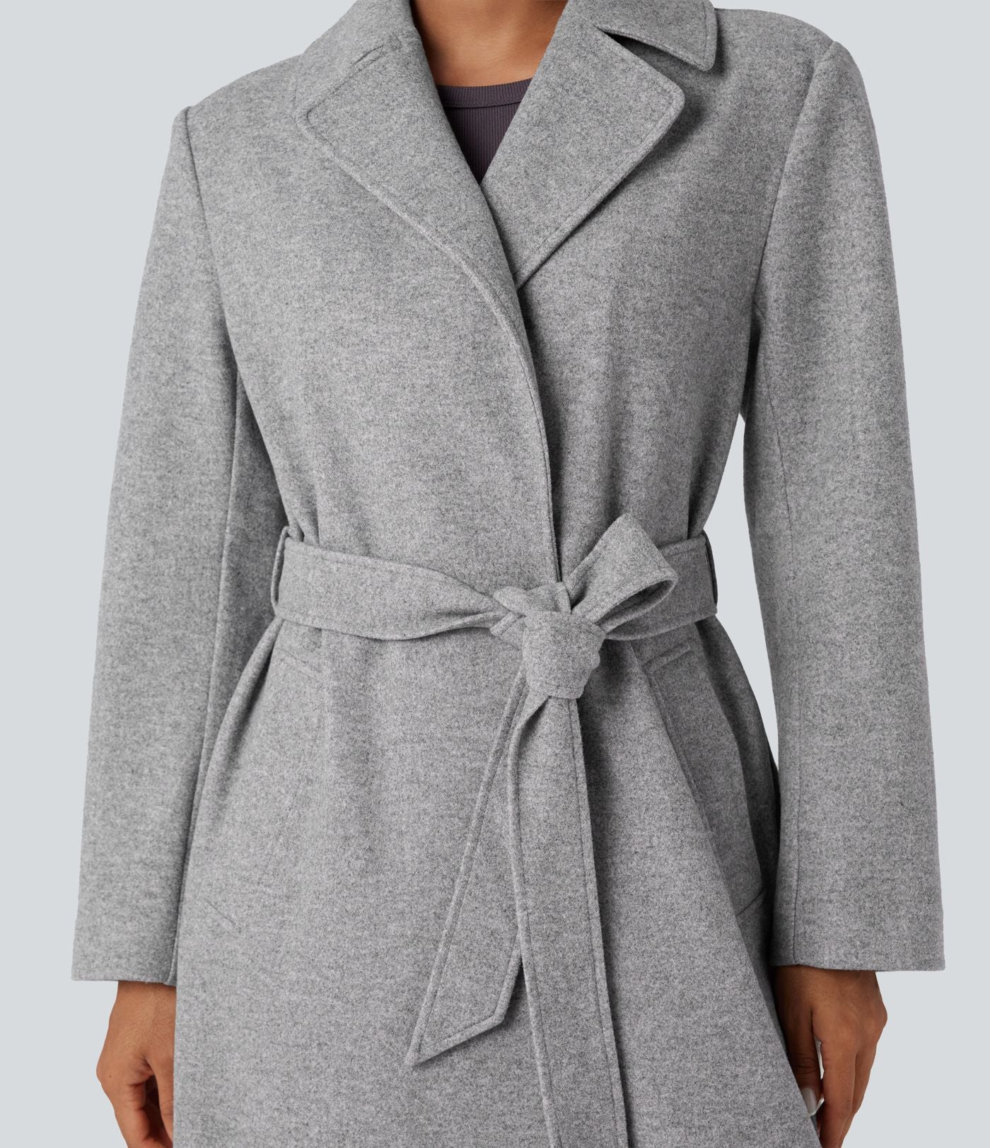 Manteau polaire long ceinturé manches longues avec poches