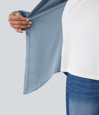 Chemise 2-en-1 défroissage facile, détail croisé, ourlet arrondi et color block