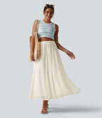 Jupe midi fluide taille haute