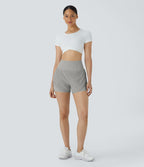 Breezeful™ Short 8,8cm Yoga Séchage Rapide 2 en 1 Taille Super Haute Ourlet Courbé Poches Latérales