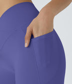 Softlyzero™ Short 17,5cm Yoga Taille Haute Crossover avec Poches Latérales
