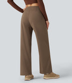Pantalon de yoga large gainant taille haute avec poches