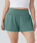 Short Yoga 10cm Plus Longue Taille Ultra Haute 2 en 1 Poche Arrière Poche Cachée Latérale Grande Taille
