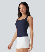 Débardeur de course crop top dos nu col carré bretelles croisées Softlyzero™ Airy Cool Touch - longueur rallongée - UPF50+