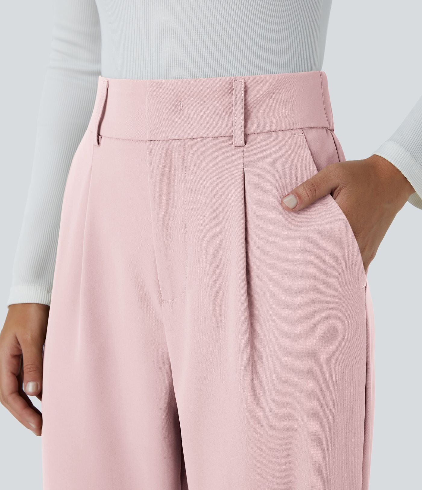 Pantalon tailleur Halara Flex™ fuselé uni, taille haute, avec poches