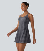 Robe sport mini 2-en-1 de tennis à carreaux tartan froissés, séchage rapide et poches – Édition Easy Peasy