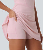 Robe décontractée mini 2-en-1 Softlyzero™ Plush à col carré style corset avec poche