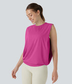 Débardeur de yoga col rond froncé, tissu rafraîchissant - Protection UPF50+