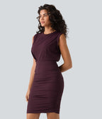 Robe mini moulante soirée col rond sans manches froncée effet frais InstantCool SoftlyZero™ Airy