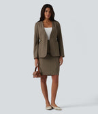 Blazer buerau manches longues en mélange de lin avec poches