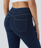 Halara Flex™ Jegging 7/8 Curvy Tricot Extensible Taille Haute avec Boutons Décoratifs et Multipoches