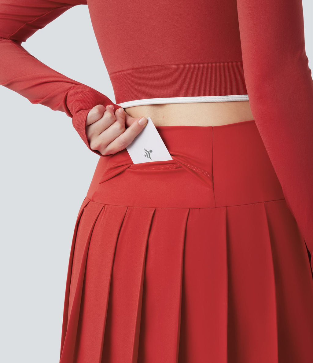 Legging à jupe étrier danse Breezeful™ 2-en-1 taille haute plissé résille contrastante séchage rapide avec poches