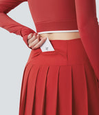 Legging à jupe étrier danse Breezeful™ 2-en-1 taille haute plissé résille contrastante séchage rapide avec poches
