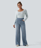Halara Flex™ Denim Heat Jean large casual taille haute avec poches