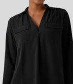 Chemise de travail col V manches longues avec poches