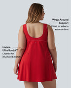 Robe de tennis 2-en-1 Halara UltraSculpt™ grande taille avec soutien-gorge intégré push-up et poches - Édition Easy Peasy
