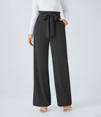 Pantalon de travail Halara Flex™ paper bag large taille haute, avec ceinture et poches