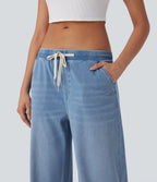 Jean ample en denim extensible à taille basse avec cordon Halara Flex™ avec multiples poches