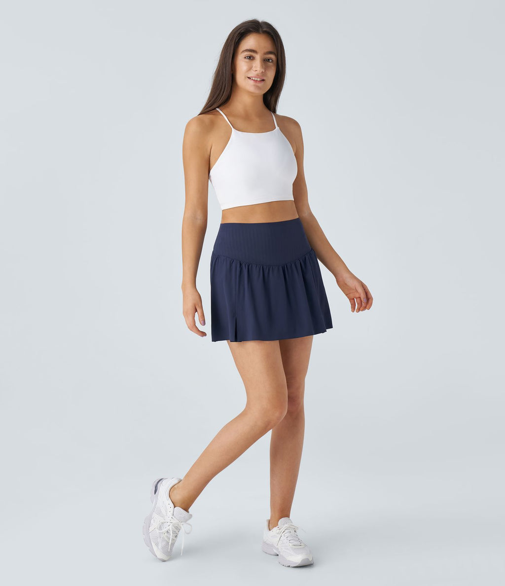 Breezeful™ Jupe Mini de Tennis Taille Haute Plissée 2-en-1 avec Poches Latérales et Séchage Rapide