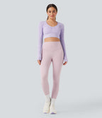 Haut de sport yoga court ajusté jacquard à manches longues sans couture OneForm Seamless Flow