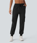 Pantalon cargo de danse taille haute avec cordon de serrage et poches multiples