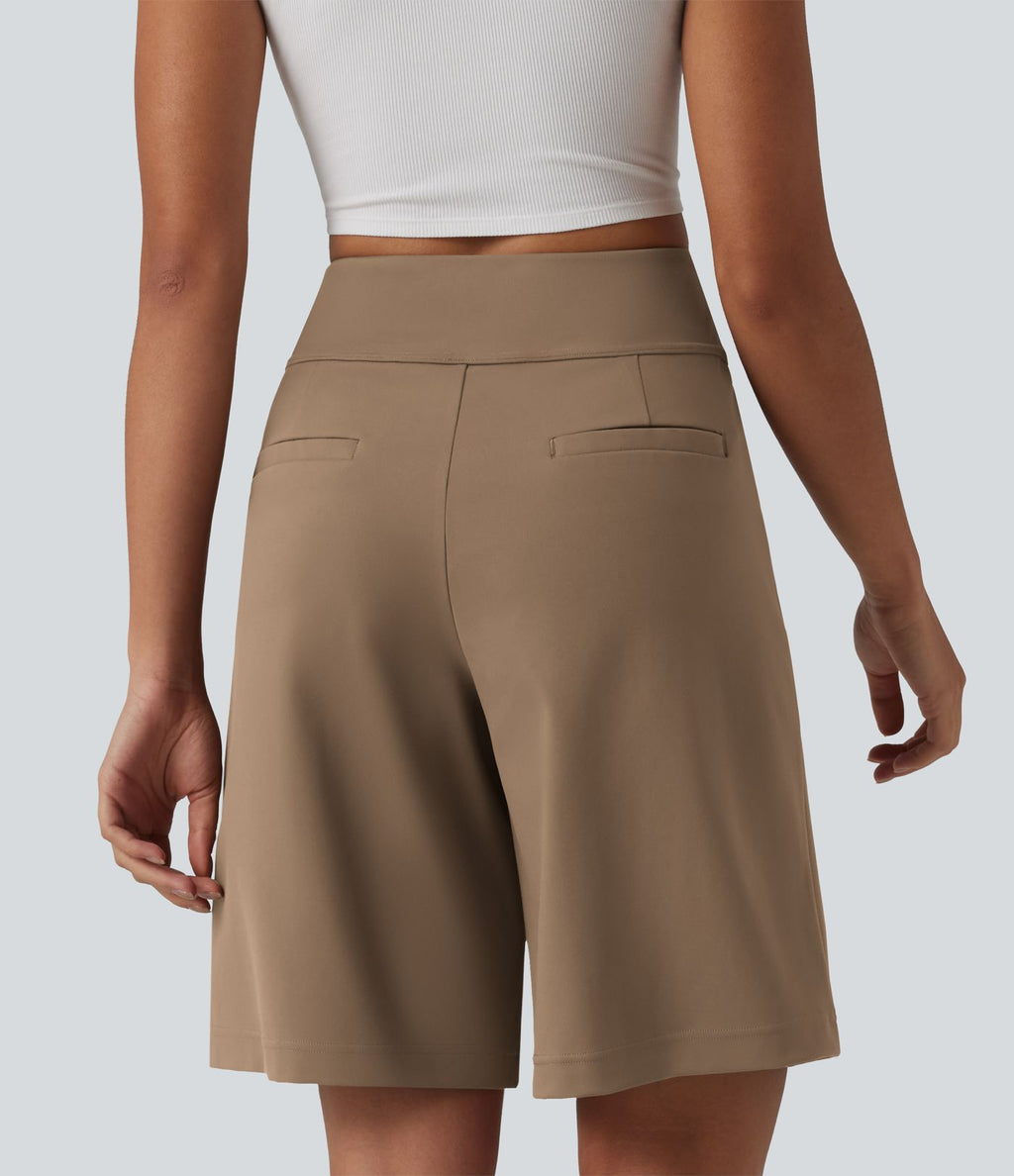 DayStretch Short tailleur bermuda plissé taille haute 25,5 cm avec poches