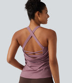 Débardeur de yoga à encolure U, toucher frais, séchage rapide, coussinets amovibles et protection solaire UPF 50+