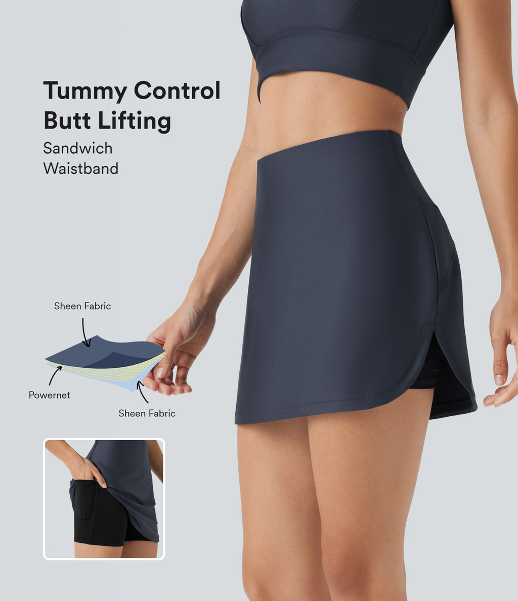 Legging 7/8 de yoga gainant taille haute imprimé denim avec poches Halara UltraSculpt™