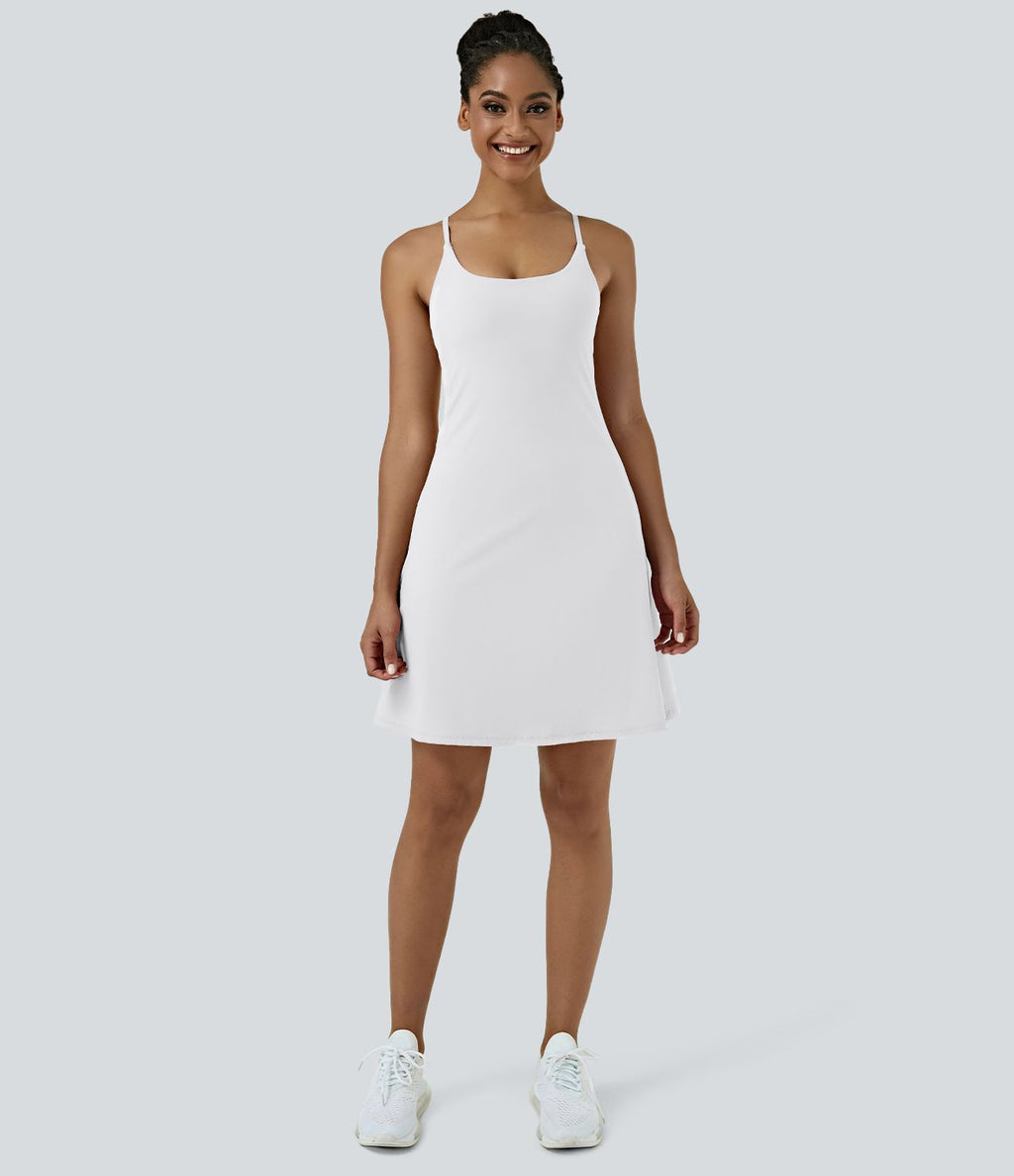 Softlyzero™ Airy Robe Sport de Yoga Plus Longue Dos Nu Découp Bretelles Réglables et Poches