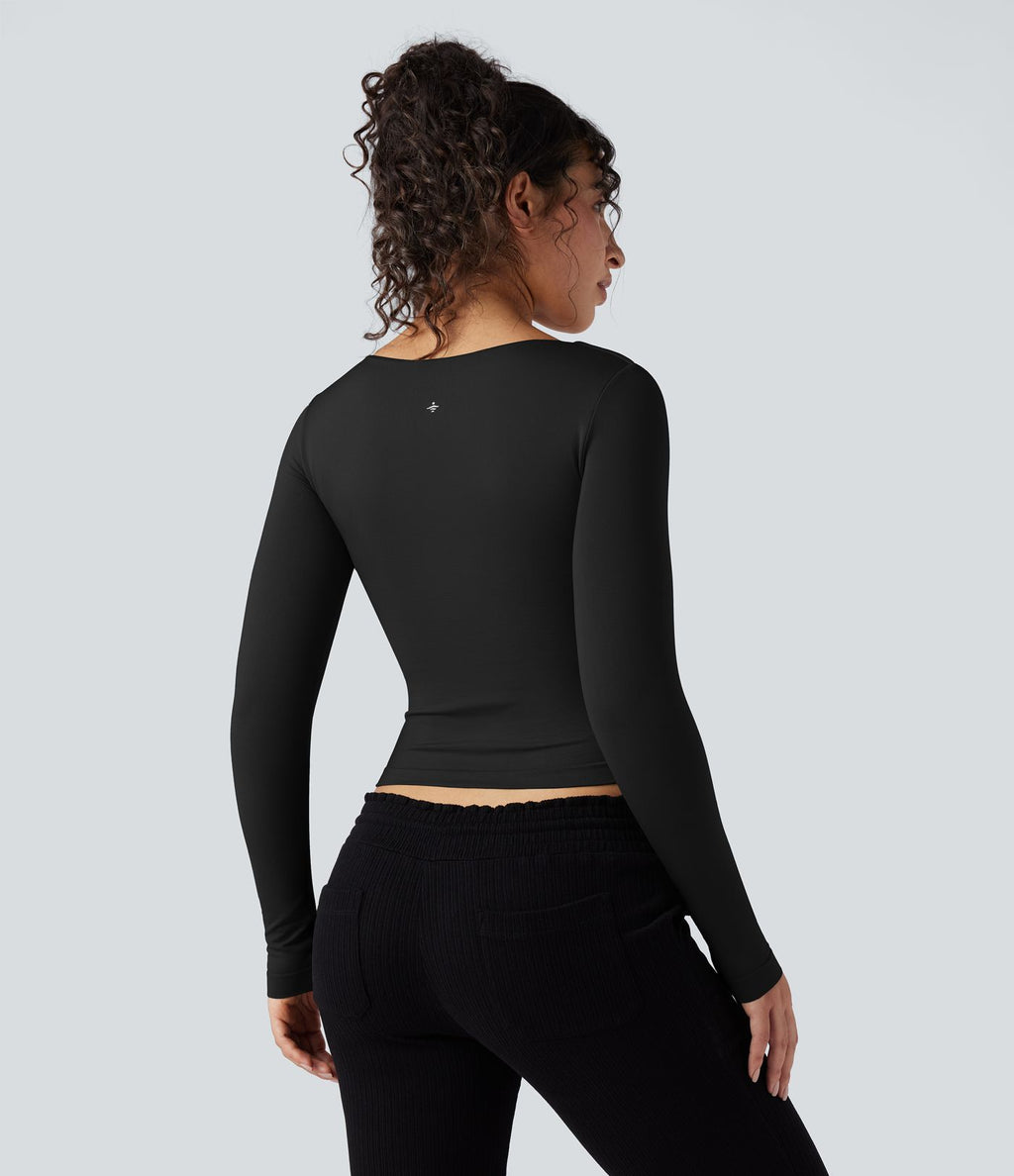 Haut de sport yoga col V à manches longues sans couture OneForm Seamless Flow