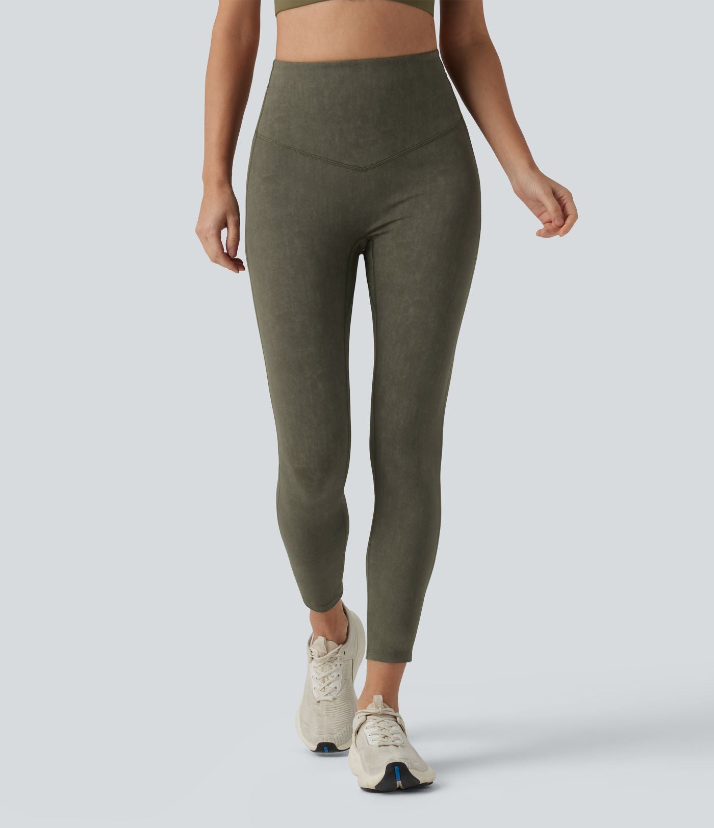 Legging de sport délavé effet ventre plat taille haute avec poches