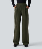Pantalon Halara Flex™ tailleur droit taille haute rayé effet frais InstantCool avec poches