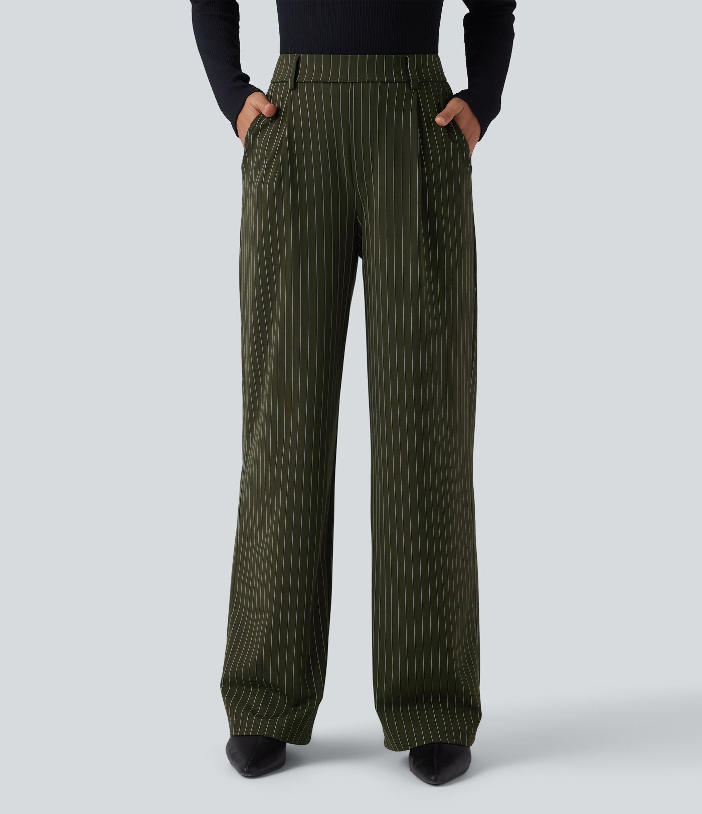 Pantalon Halara Flex™ tailleur droit taille haute rayé effet frais InstantCool avec poches